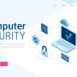 Vector landing page of computer security