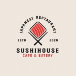 Sushi restaurant logo template